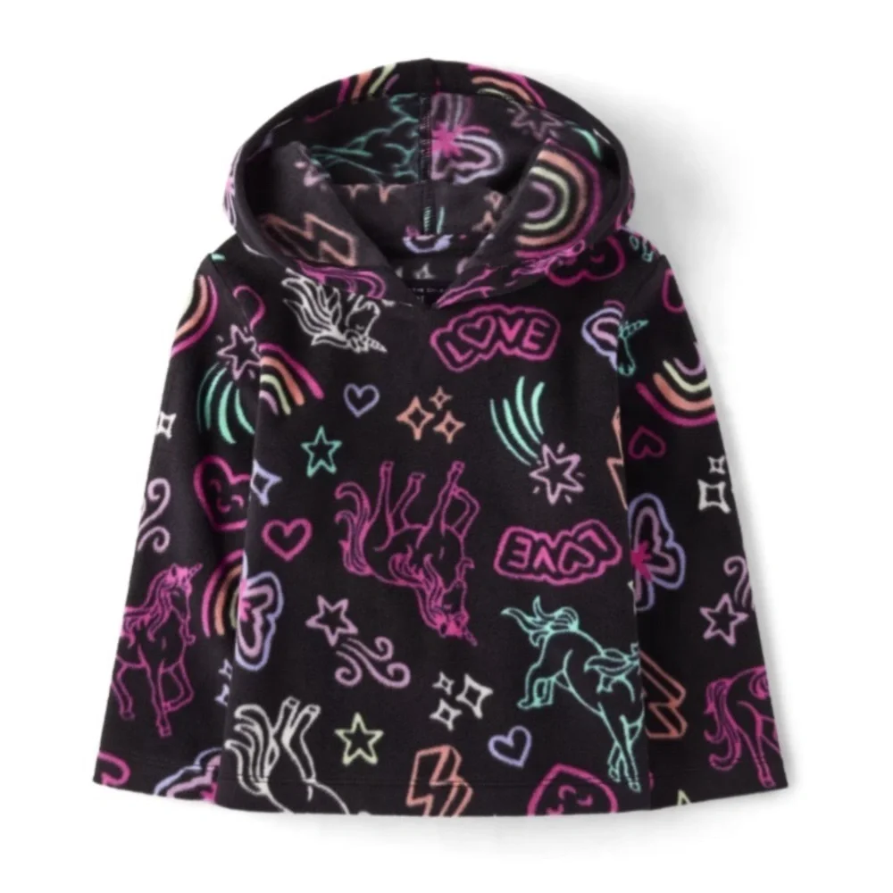 NEW - The Children’s Place Toddler Girls Print Glacier Fleece Hoodie - 18/24 mos